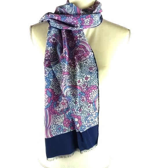 Pura Seta Silk Scarf Rolled Edges 1960's Vintage - Picture 1 of 14